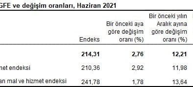 Tarımsal Girdi Fiyat Endeksi, Haziran 2021