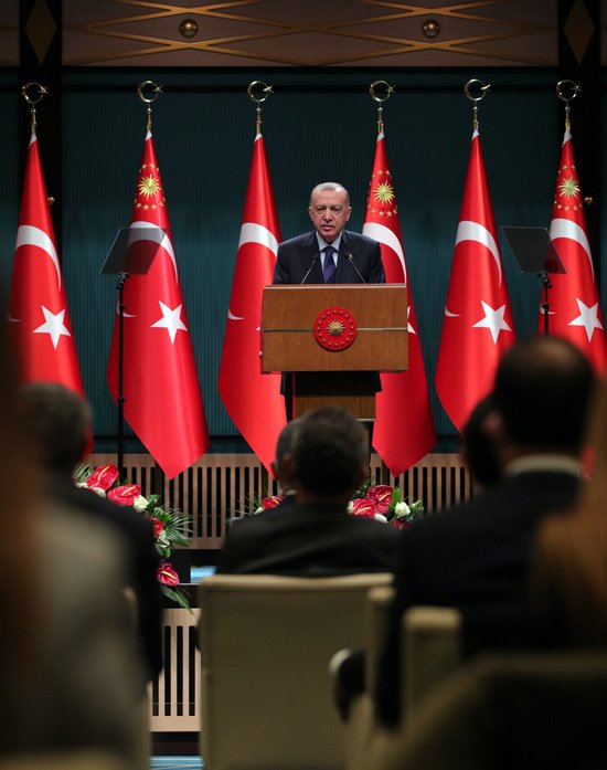 Cumhurbaşkanı Erdoğan,Cumhurbaşkanlığı Kabinesi Toplantısı’nın ardından yaptığı açıklamada, - 2021 12 08 kabine bt 01
