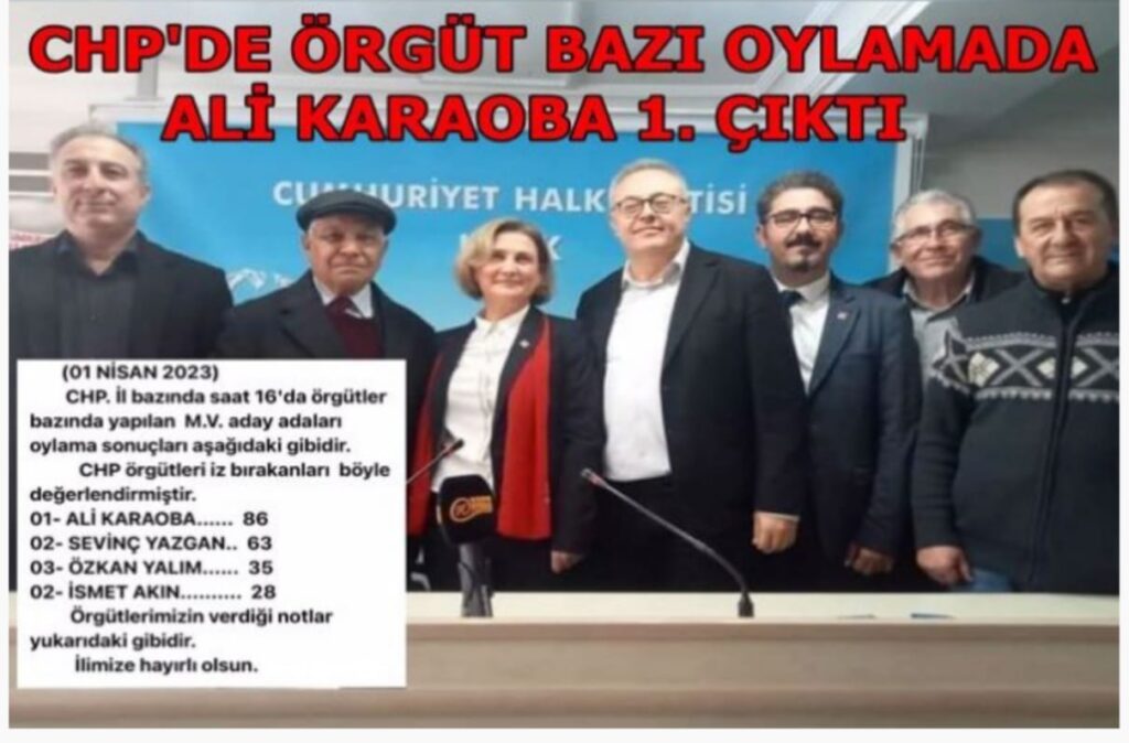 CHP UŞAK ÖRGÜT BAZLI OYLAMADA ALİ KARAOBA 1.ÇIKTI