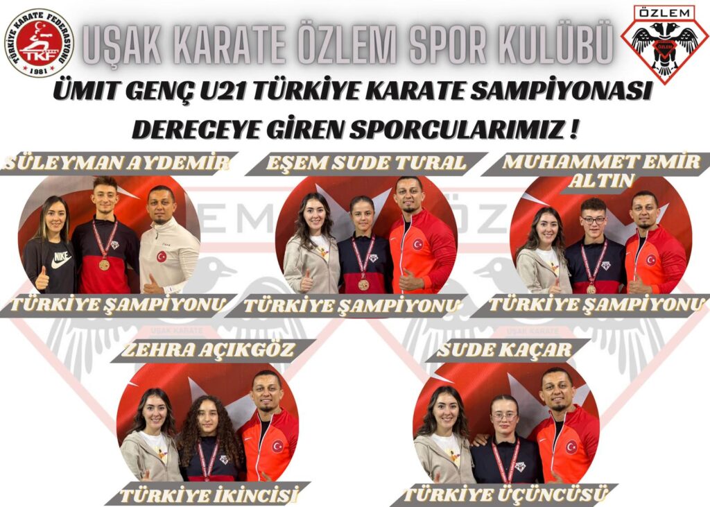 Uşak Karate Özlem Spor Kulübü 5 Madalya Kazanarak  Tüm Rakiplerini Geçerek Türkiye İkincisi Oldu