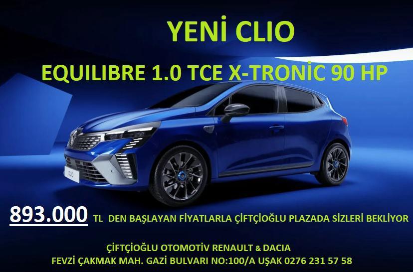 Yeni Clio Equilibre 1.0 TCE X-Tronic 90 HP 20.893.000 TL’den Başlayan Fiyatlarla Çiftçioğlu Plaza’da Sizi Bekliyor