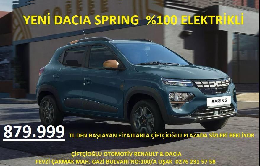 Yeni Dacia Spring %100 Elektrikli Spring 879.999 TL’den Başlayan Fiyatlarla Çiftçioğlu Plazada Sizi Bekliyor