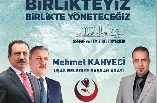 BÜYÜK BİRLİK PARTİSİ’NİN UŞAK BELEDİYE BAŞKAN ADAYI MEHMET KAHVECİ’YE YOĞUN DESTEK