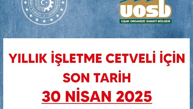 Sanayi Sicil Belgesine Sahip İşletmelere Yıllık İşletme Cetveli Bildirimi Uyarısı